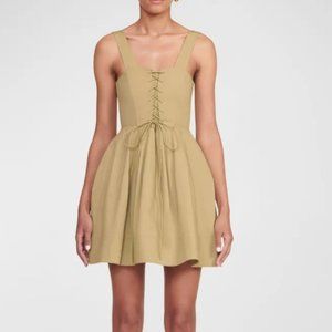 STAUD Sutton Lace-Up Bustier Mini Dress